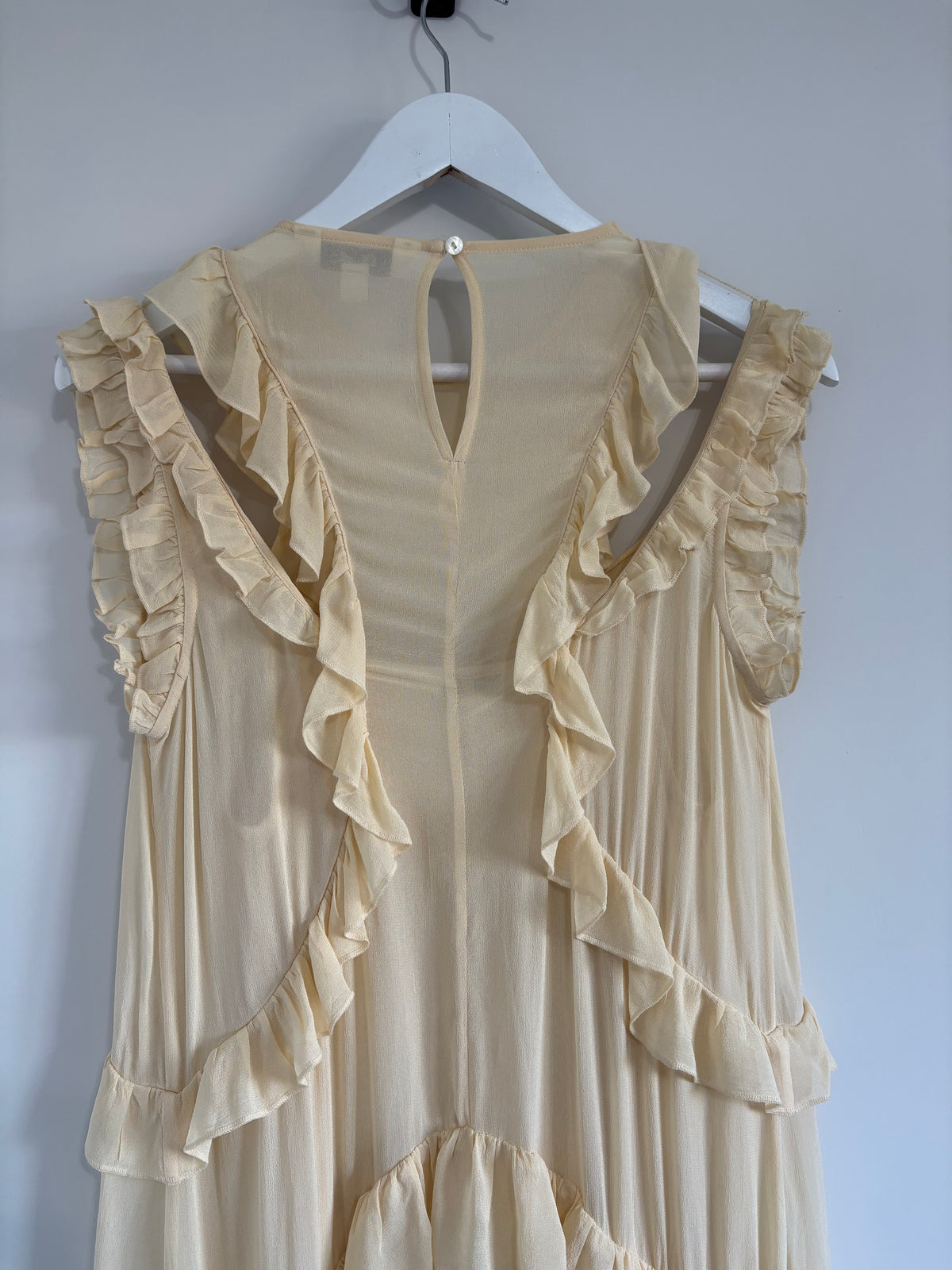 M&S X Sienna Miller Cream Ruffle Maxi Dress UK 10