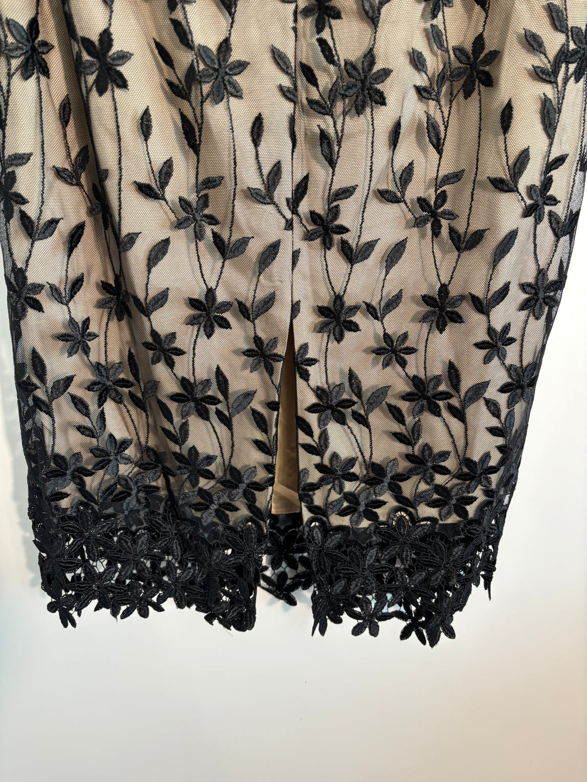 Coast Black & Nude Floral Embroidered Strapless Dress – UK 12
