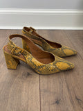 M&S Collection Leather Snakeskin Print Slingback Block Heel Shoes UK 6