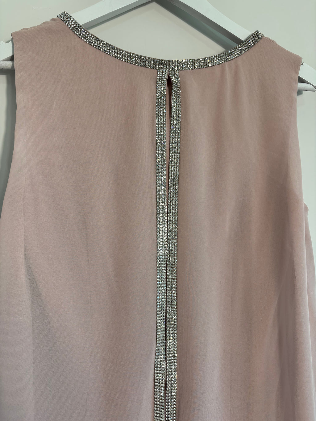 Frank Lyman Blush Pink Diamante Cape Overlay Occasion Dress – Size S UK 6-8 – BNWT