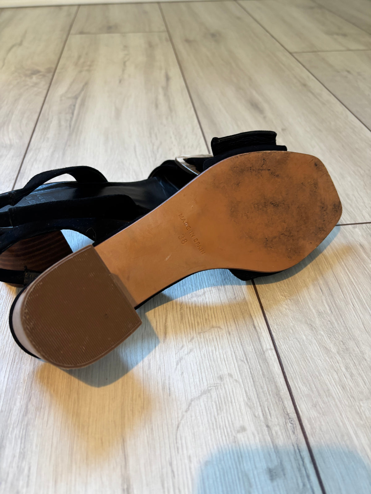 Hudson London Black Suede Buckle Slingback Sandals – Size 38 / UK 5