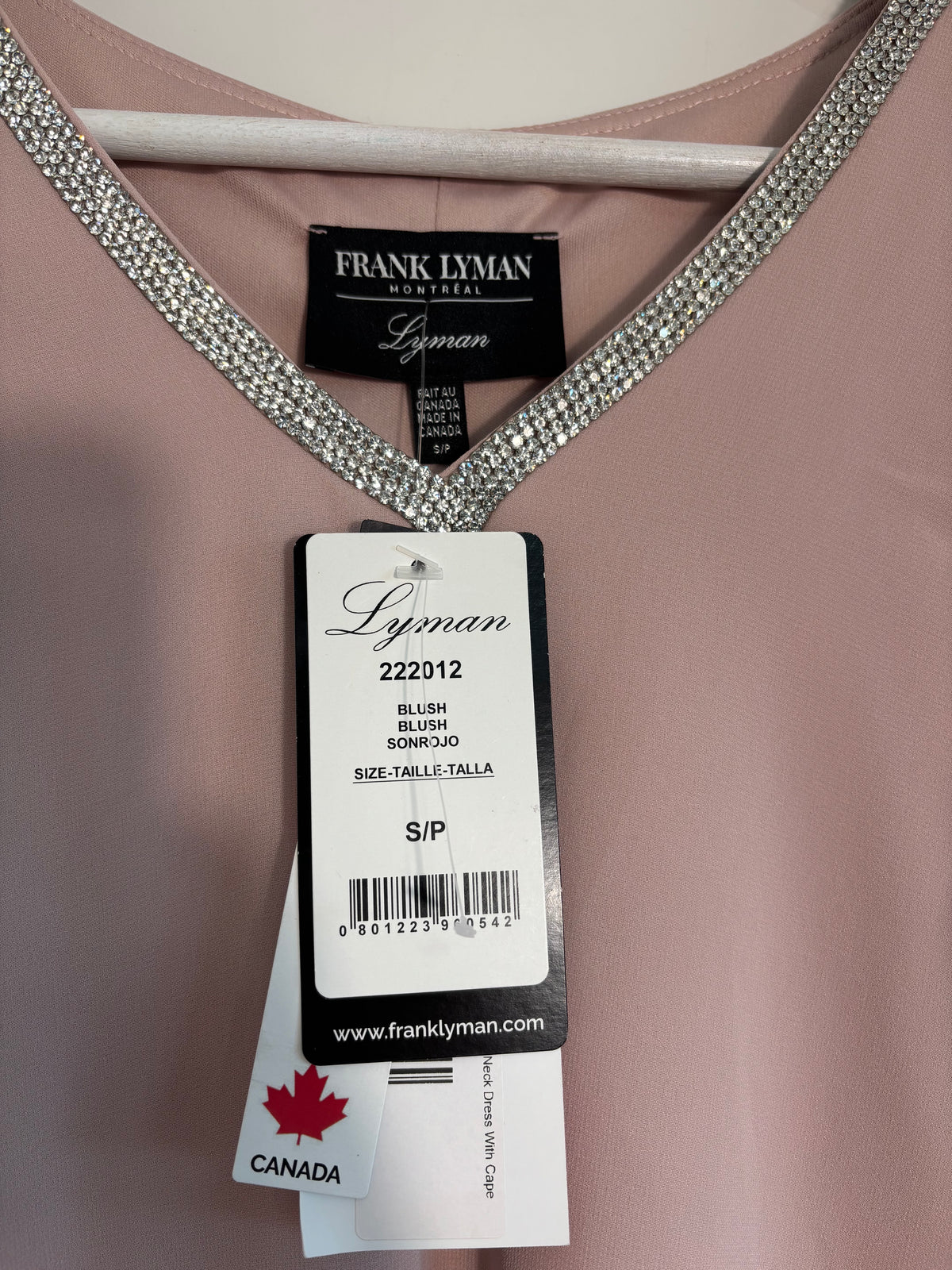 Frank Lyman Blush Pink Diamante Cape Overlay Occasion Dress – Size S UK 6-8 – BNWT