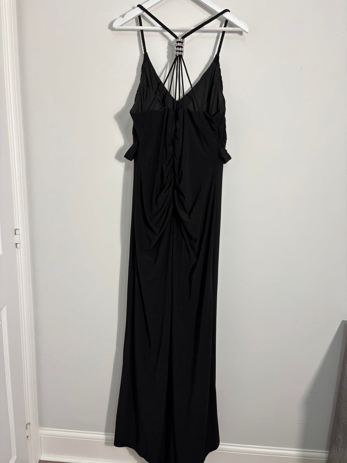 Ignite Evenings by Carol Lin Black Diamante Maxi Evening Dress – Size 18W UK 22-24