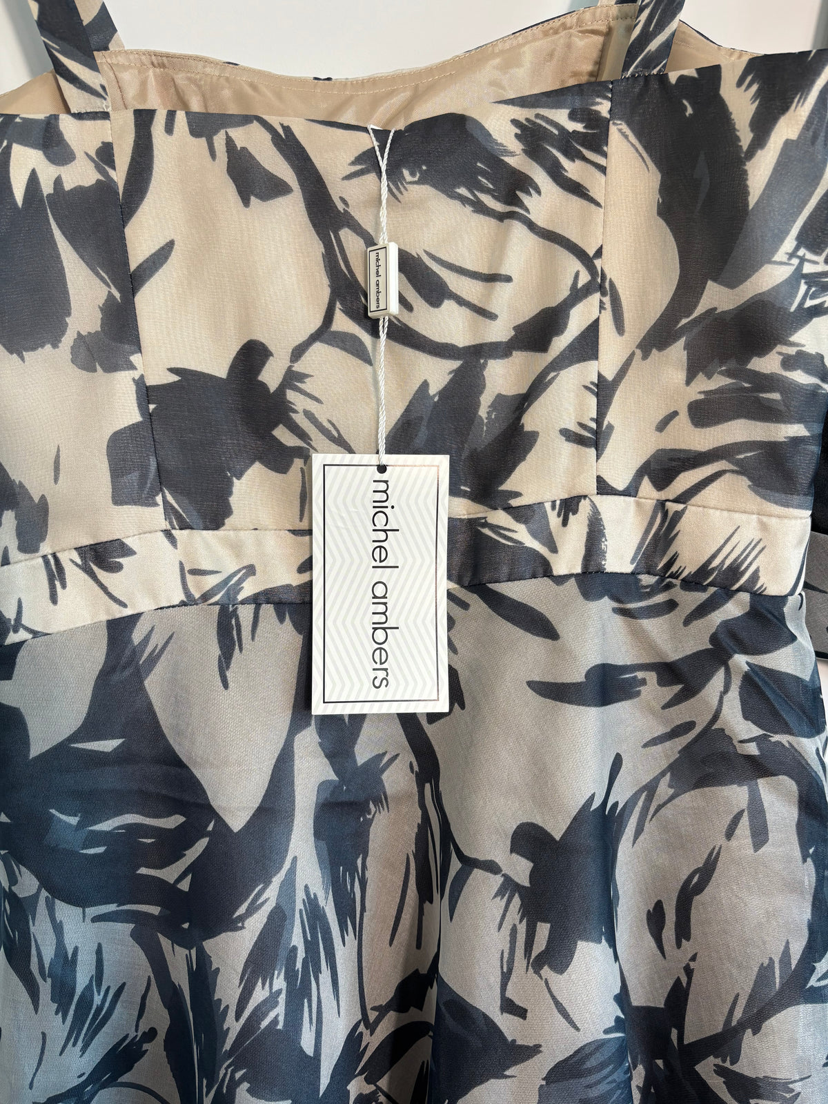 Michel Ambers 100% Silk Dress & Jacket Set UK 10 Floral Occasion BNWT