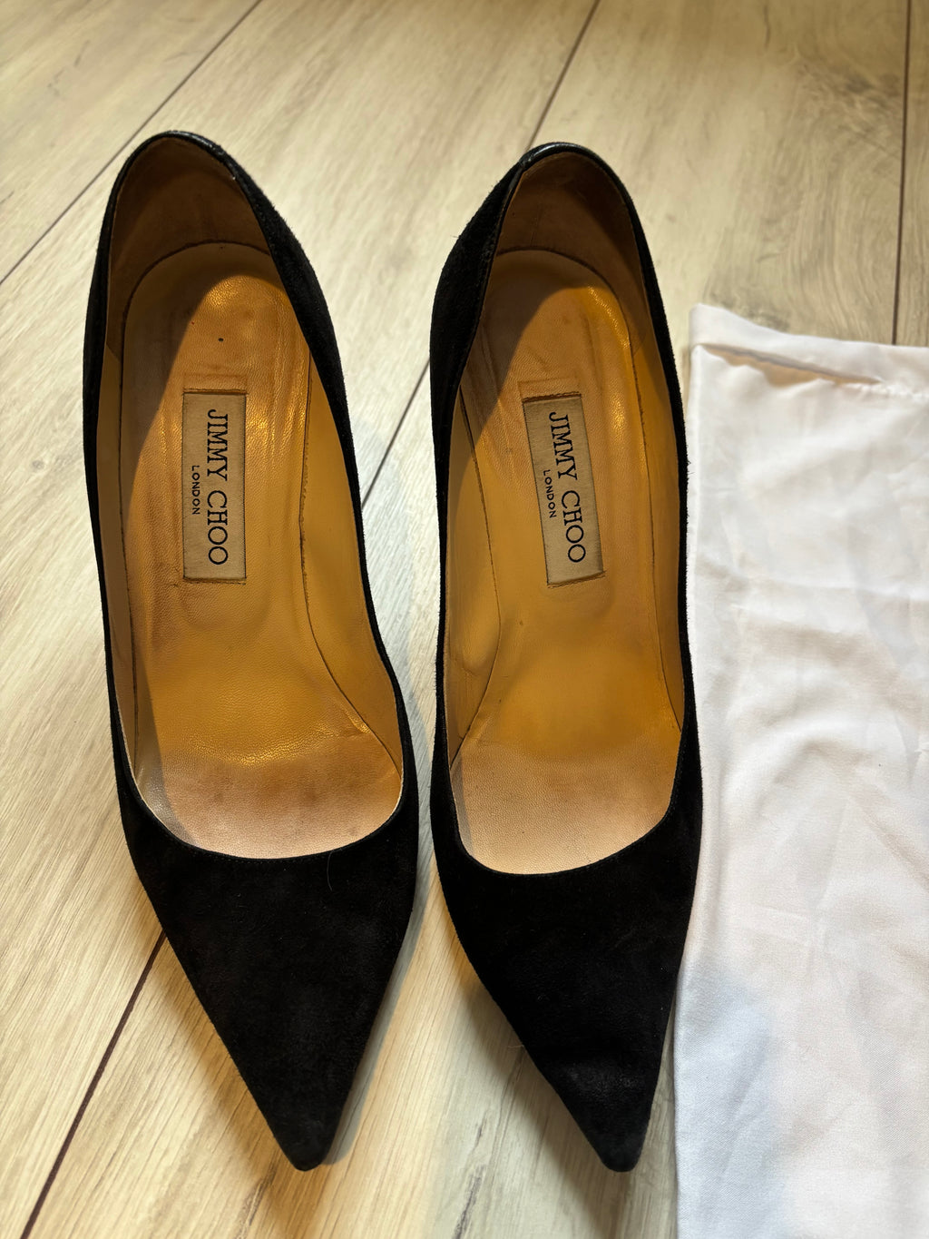 Jimmy Choo Black Suede Pointed Toe Stiletto Court Shoes EU 38.5 UK 5.5
