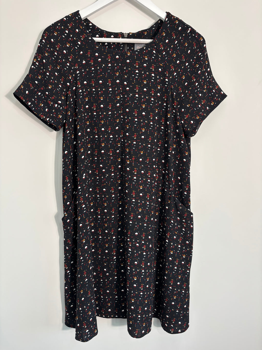 Phase Eight Black Abstract Print Shift Dress Size 10