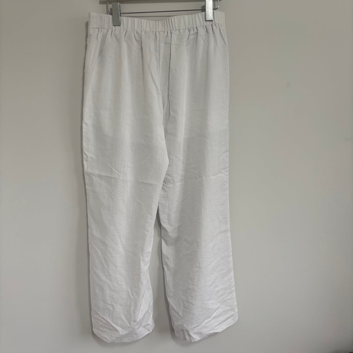 SHEIN White Wide Leg Drawstring Trousers – Size L UK 12-14
