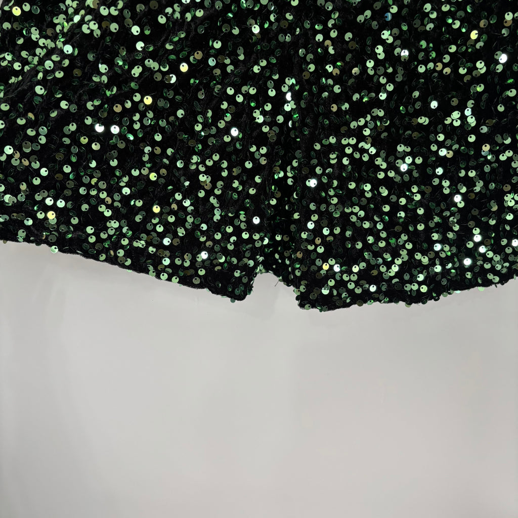 Boohoo Green Sequin Bardot Plunge Playsuit UK 12