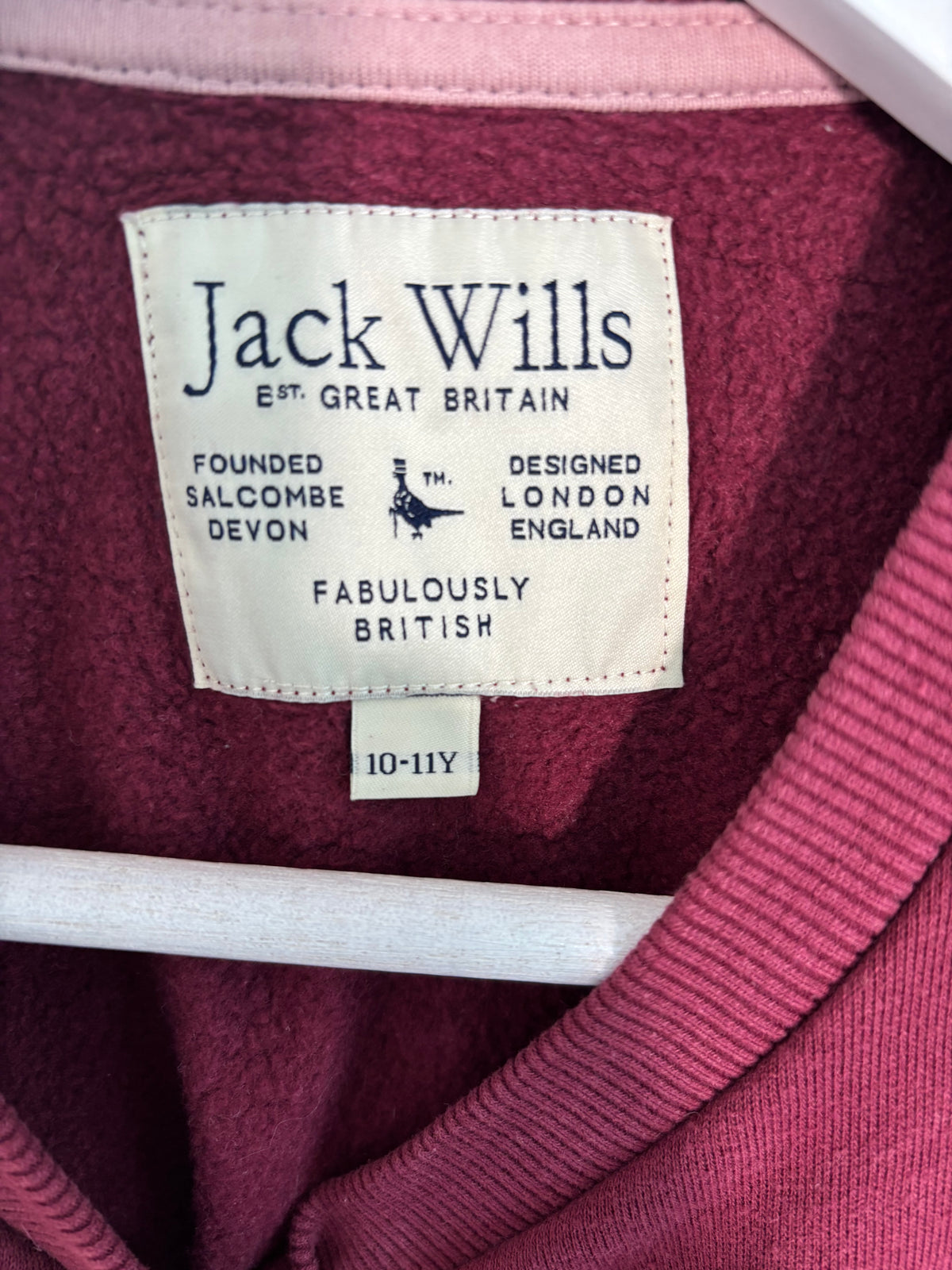 Jack Wills Girls Burgundy Cropped Sweatshirt Jumper Side Ties Age 10–11