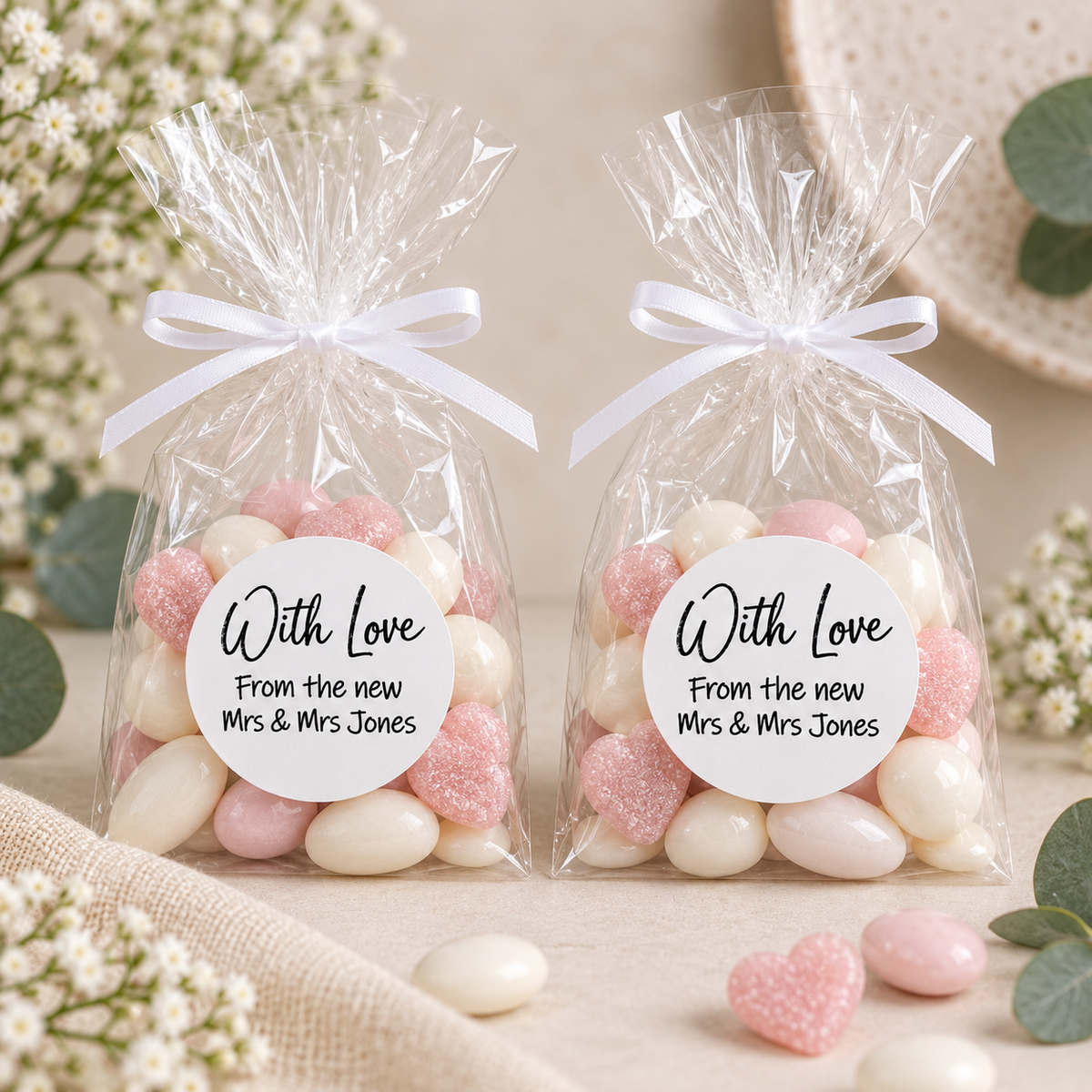 Personalised DIY Kit Wedding Sweet Favour Bags With Love