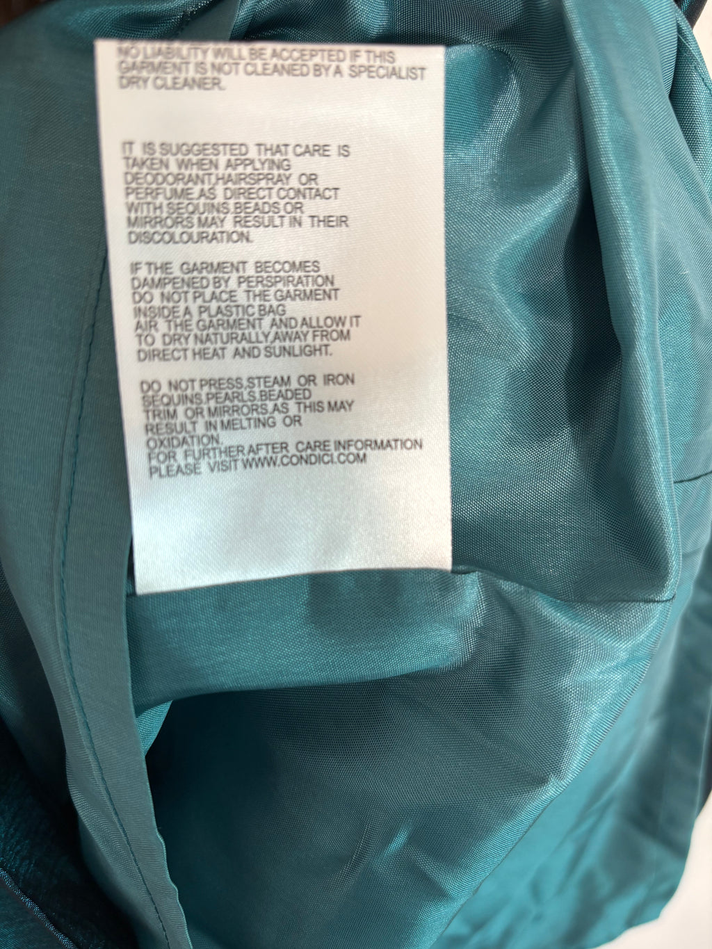 Elegant Ispirato occasion dress in a stunning teal/peacock blue, UK size 10