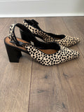 M&S Collection Leather Animal Print Slingback Block Heel Shoes UK 6
