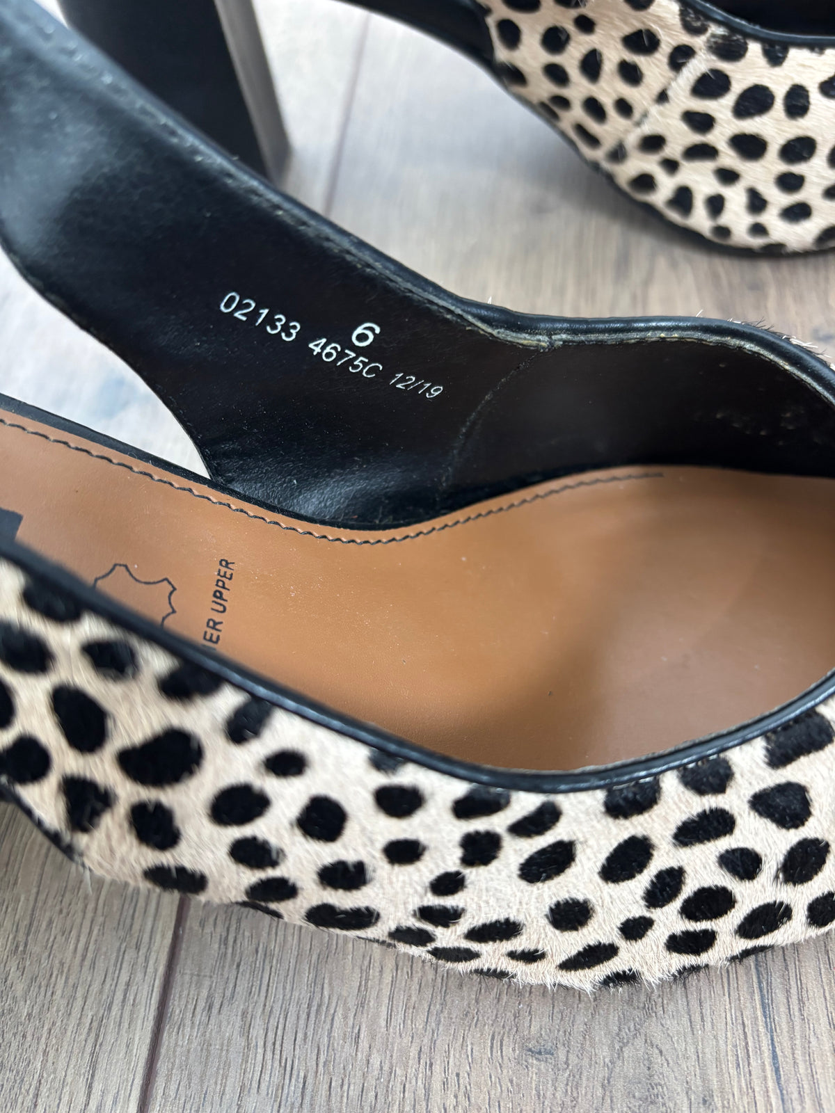 M&S Collection Leather Animal Print Slingback Block Heel Shoes UK 6