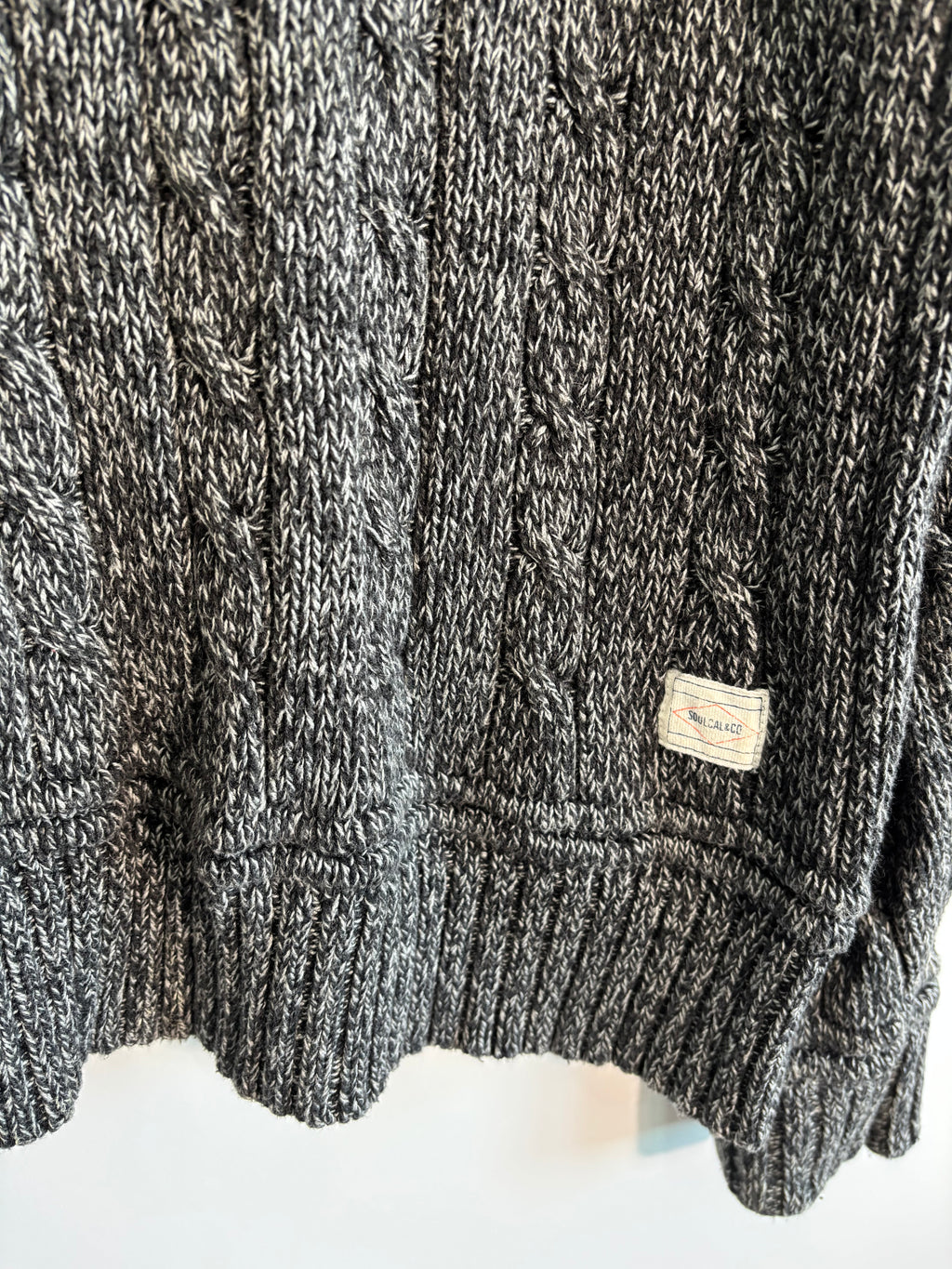 SoulCal & Co Grey Cable Knit V-Neck Jumper Size Large