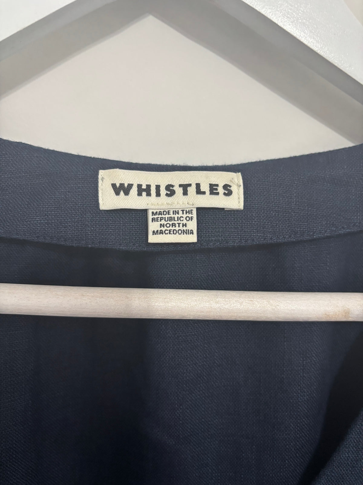 Whistles Navy Blue 100% Linen Belted Wide Leg Jumpsuit UK 16