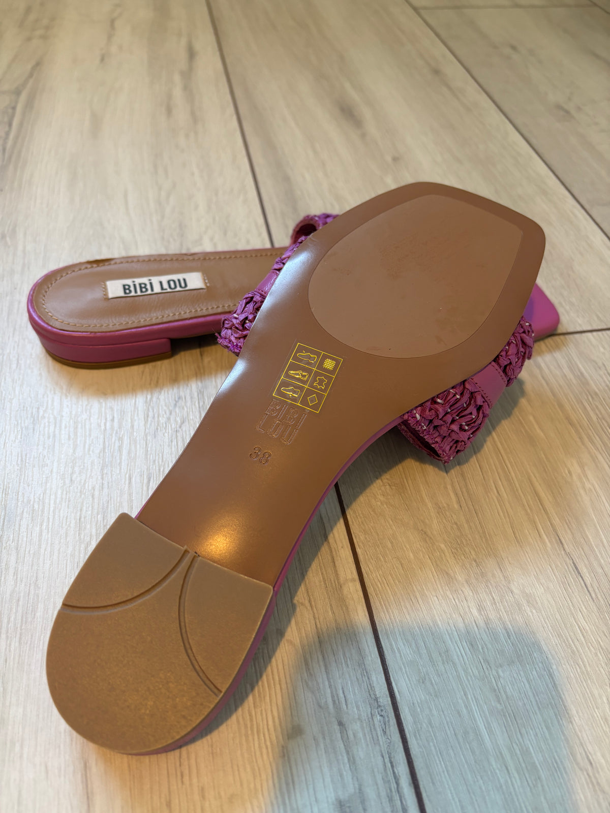 Bibi Lou Purple Raffia Horsebit Flat Sandals – Size 38 / UK 5 – Brand New