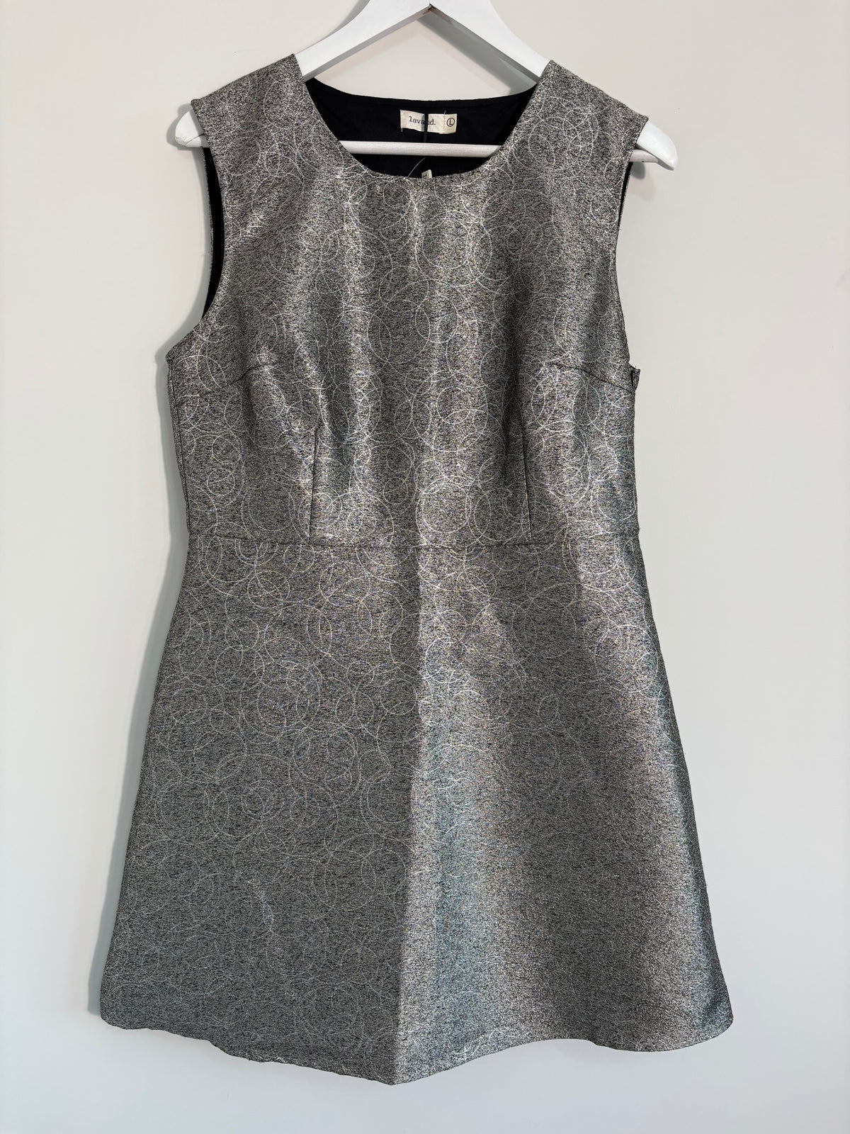 Lavand Silver Metallic Fit & Flare Dress – Size L