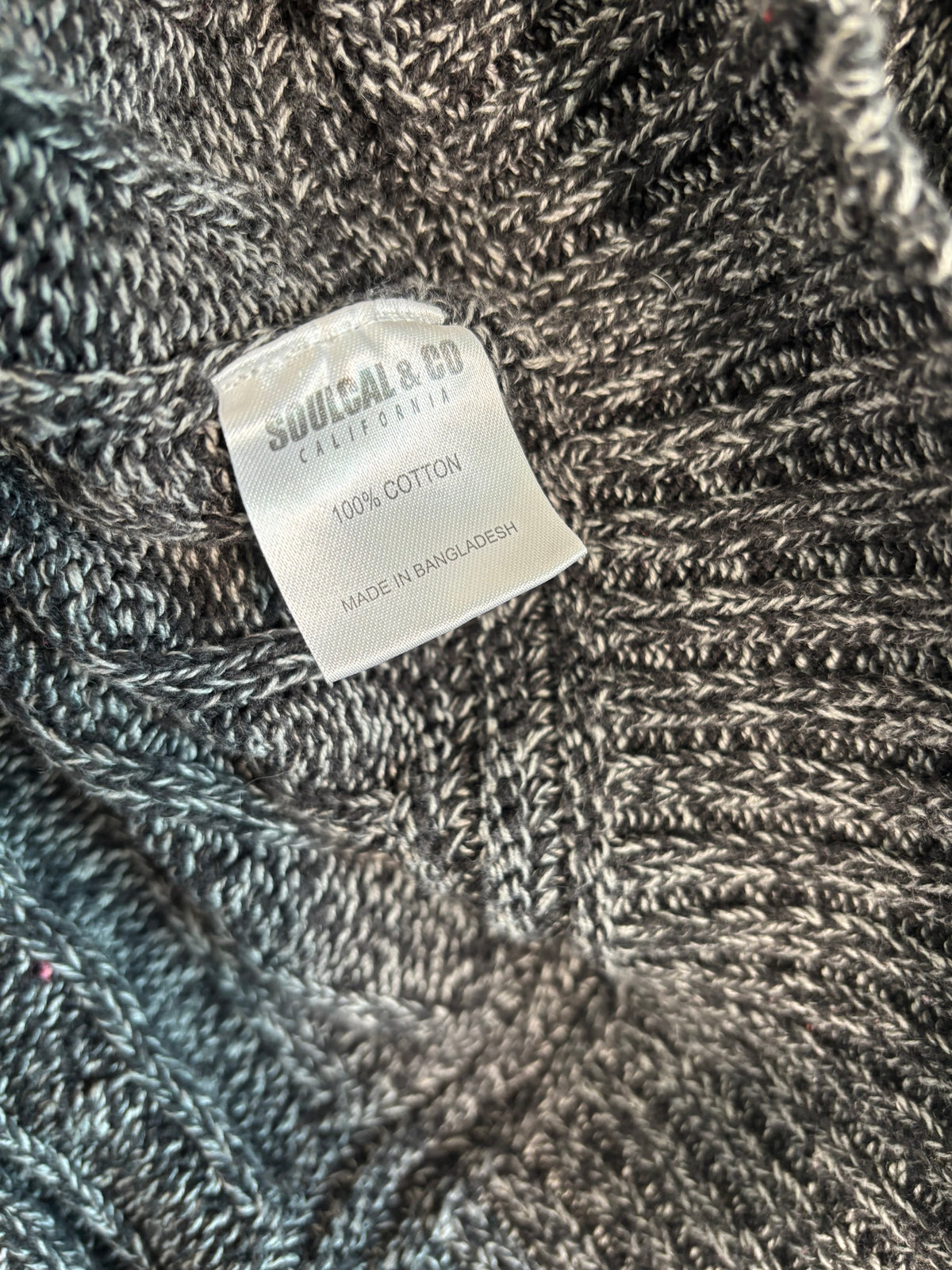 SoulCal & Co Grey Cable Knit V-Neck Jumper Size Large