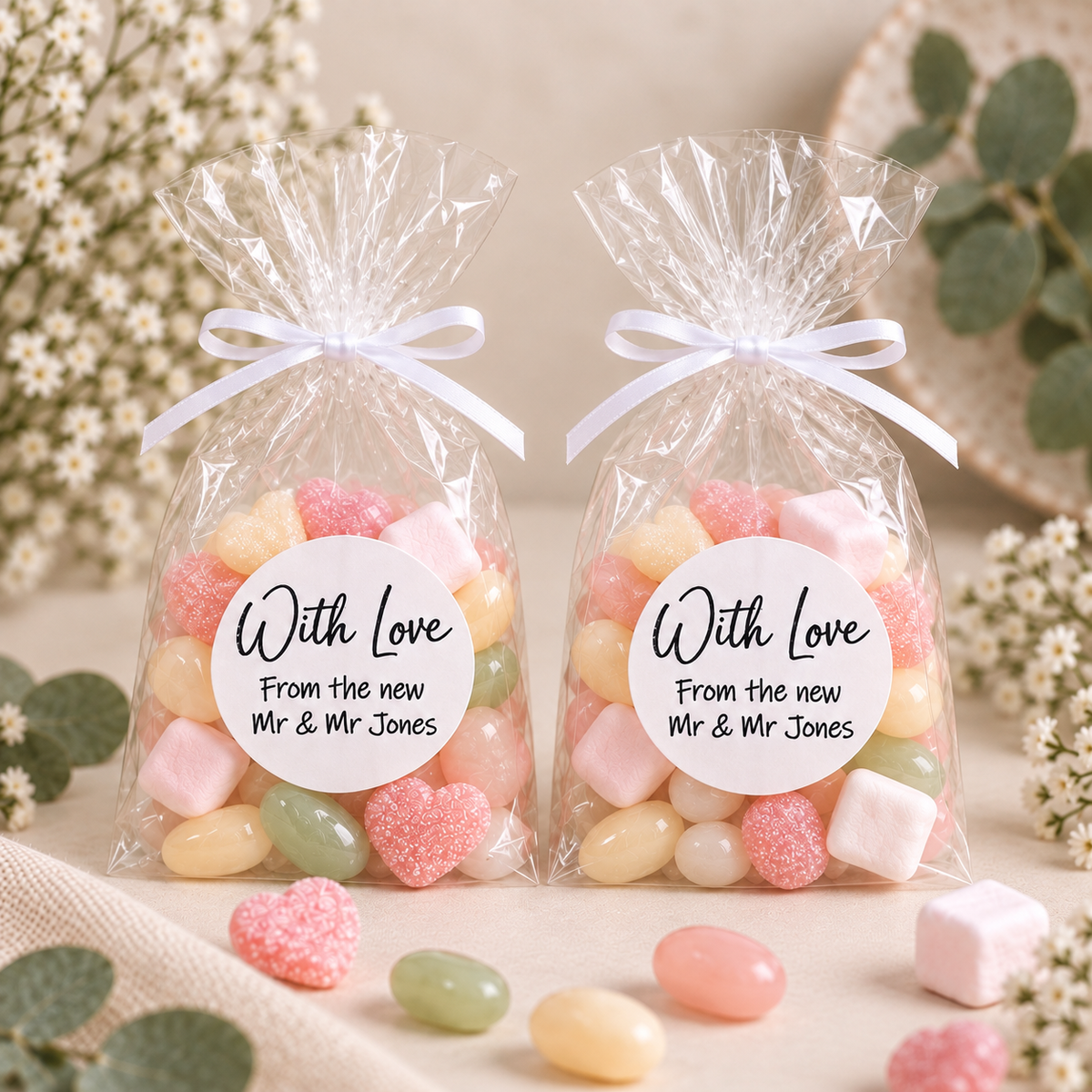 Personalised DIY Kit Wedding Sweet Favour Bags With Love