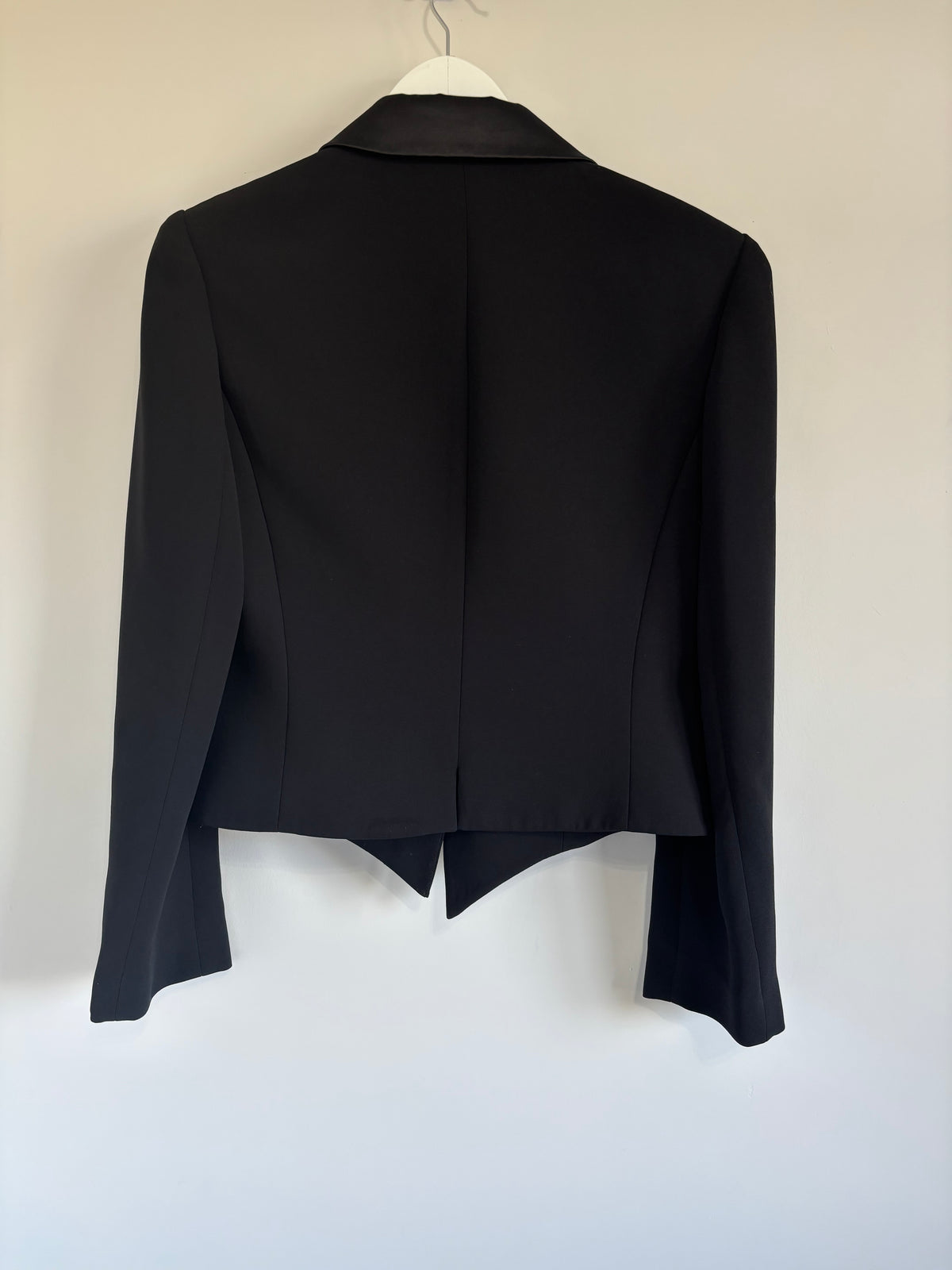 Frank Usher Black Tuxedo Blazer Jacket Satin Lapel UK 10 - missing button