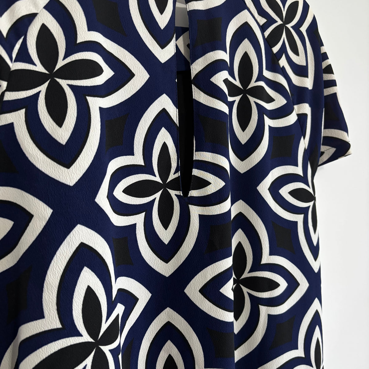 M&S Collection Navy & Black Geometric Print Shift Dress Size 16