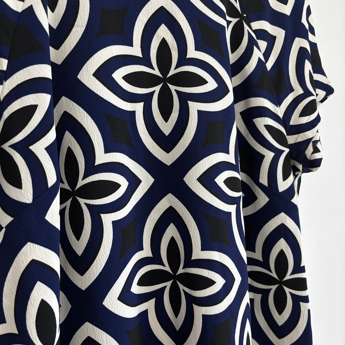 M&S Collection Navy & Black Geometric Print Shift Dress Size 16