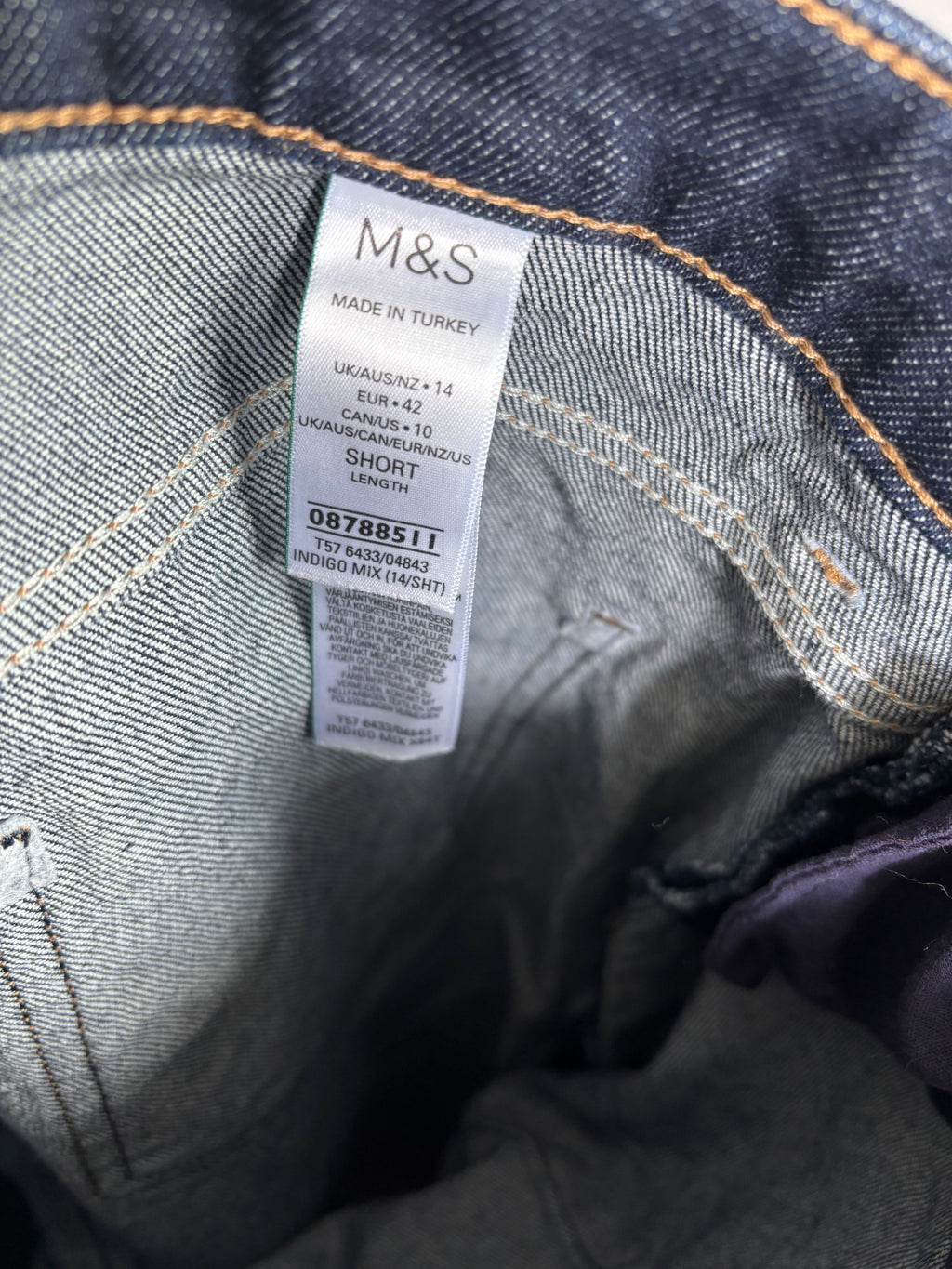 M&S Women’s Barrel Leg Jeans Short Dark Indigo Blue UK 14