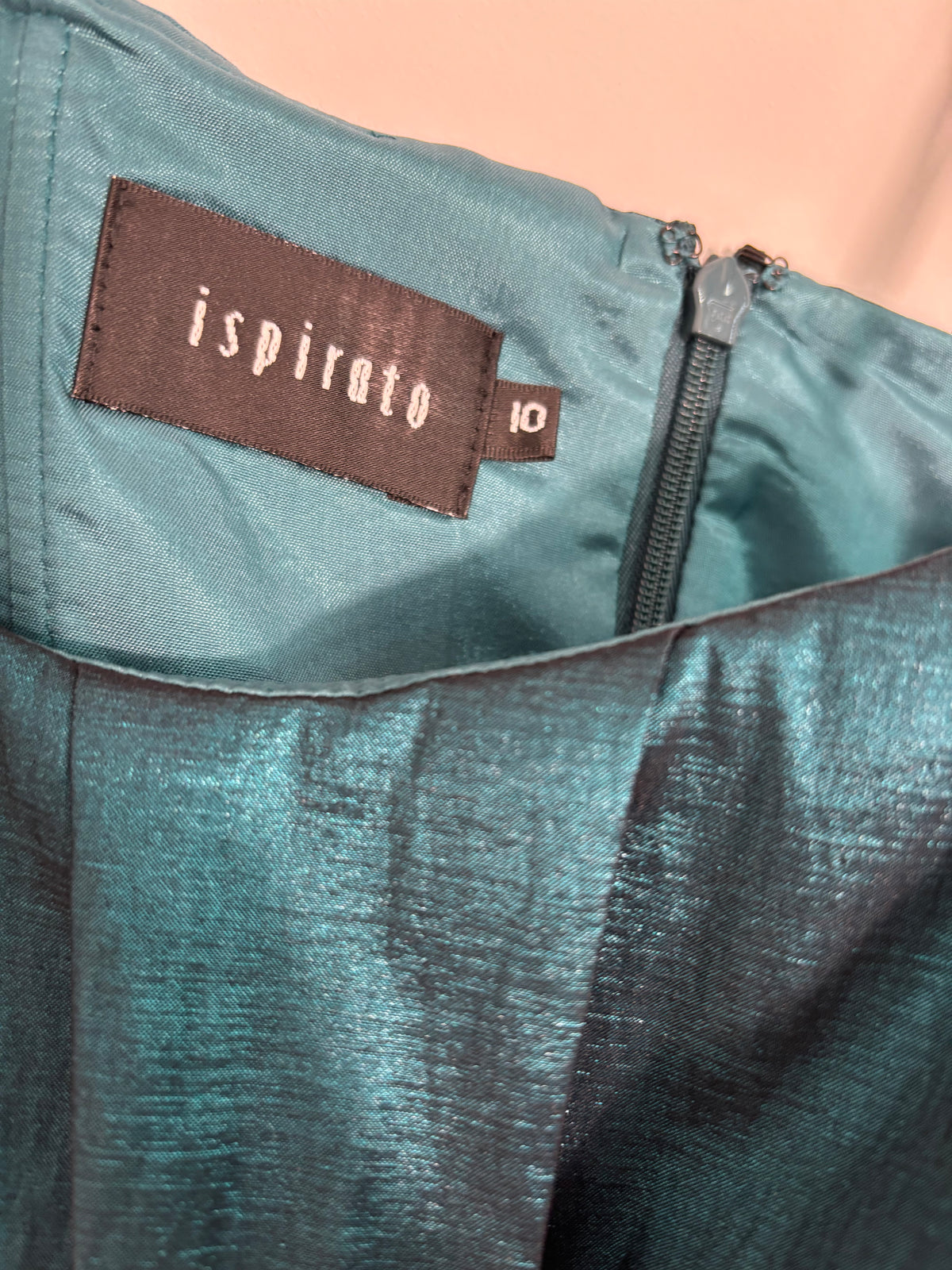 Elegant Ispirato occasion dress in a stunning teal/peacock blue, UK size 10