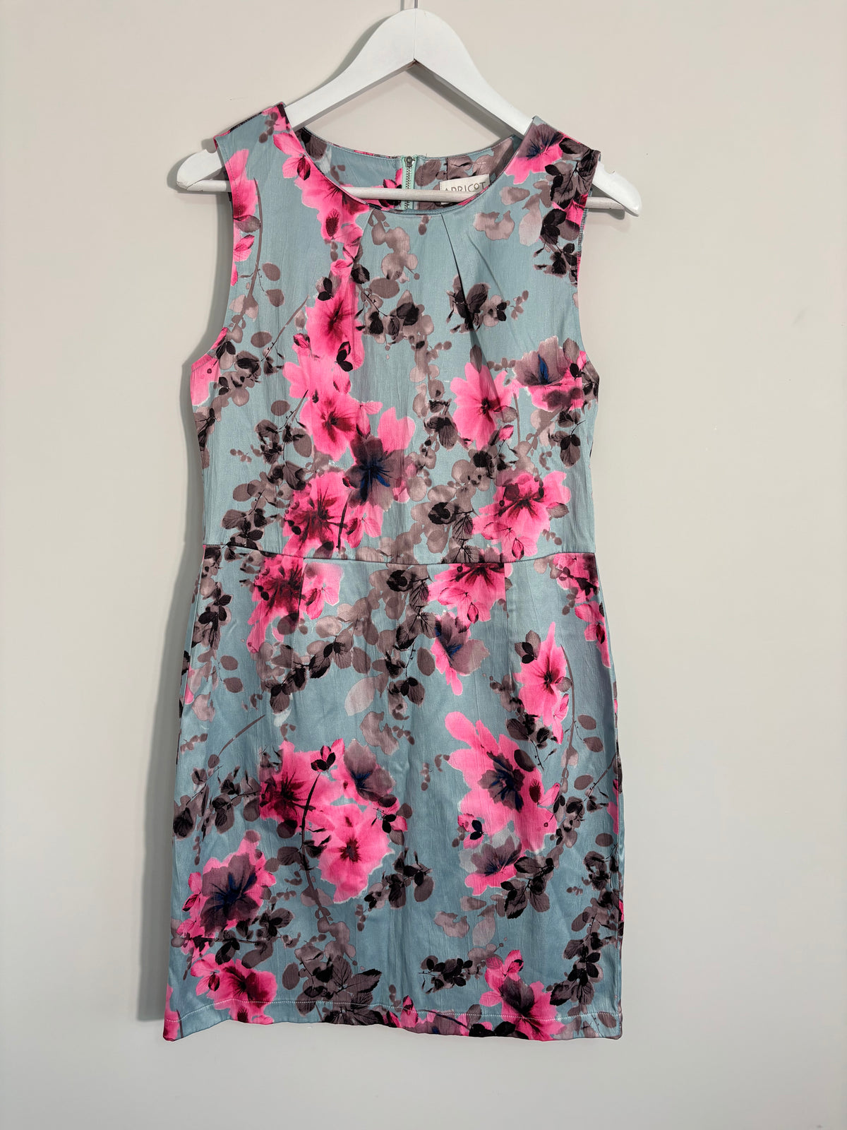 Apricot Floral Sleeveless Shift Dress – Blue/Pink – UK 14