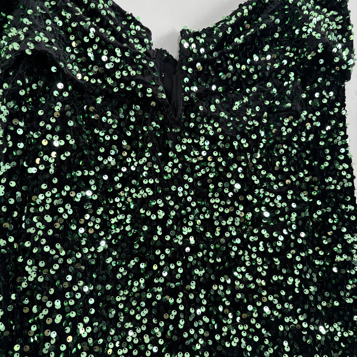 Boohoo Green Sequin Bardot Plunge Playsuit UK 12