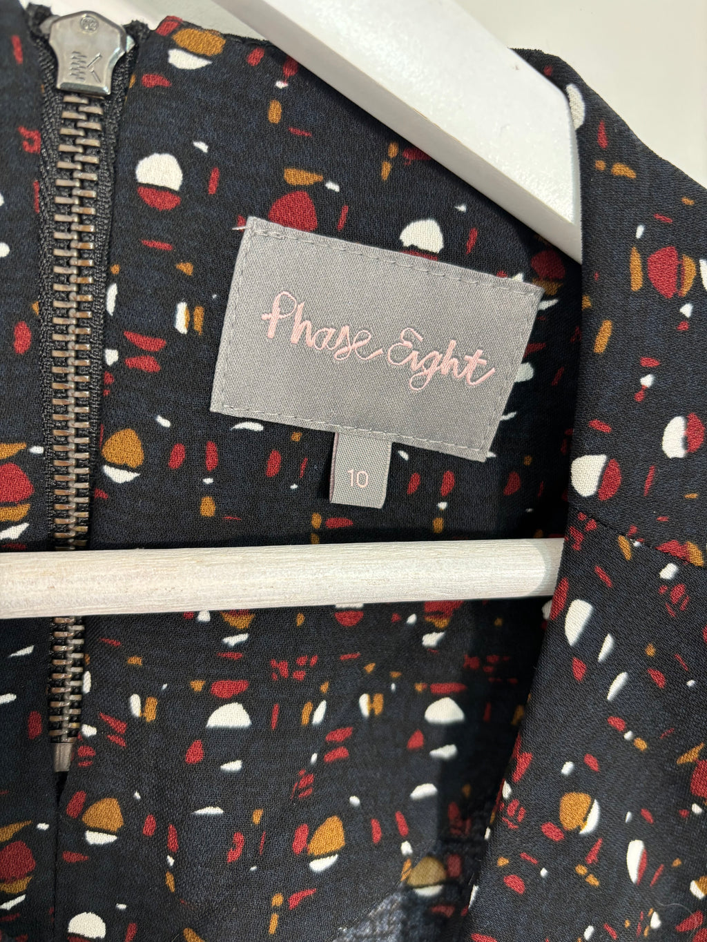 Phase Eight Black Abstract Print Shift Dress Size 10