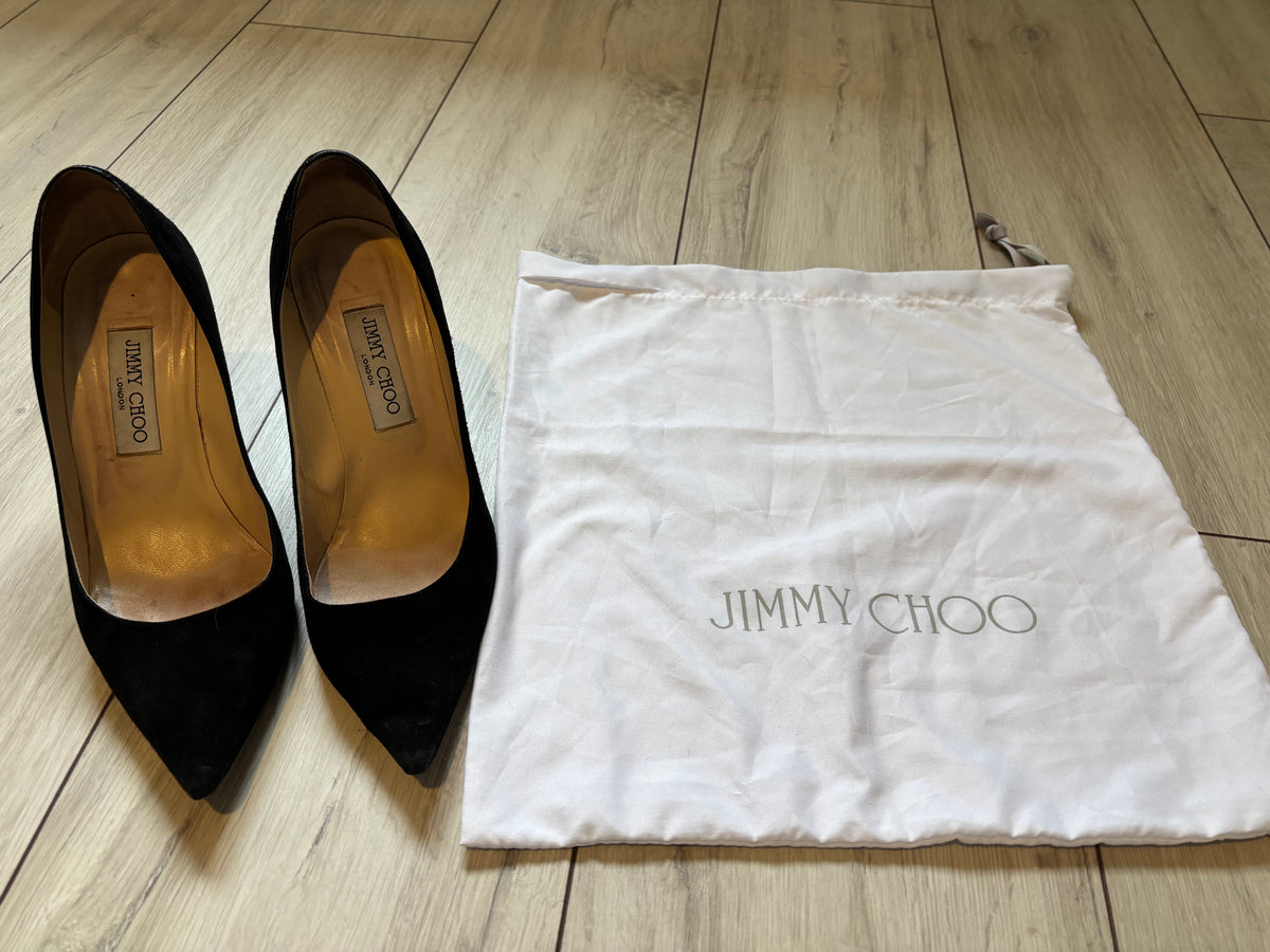 Jimmy Choo Black Suede Pointed Toe Stiletto Court Shoes EU 38.5 UK 5.5