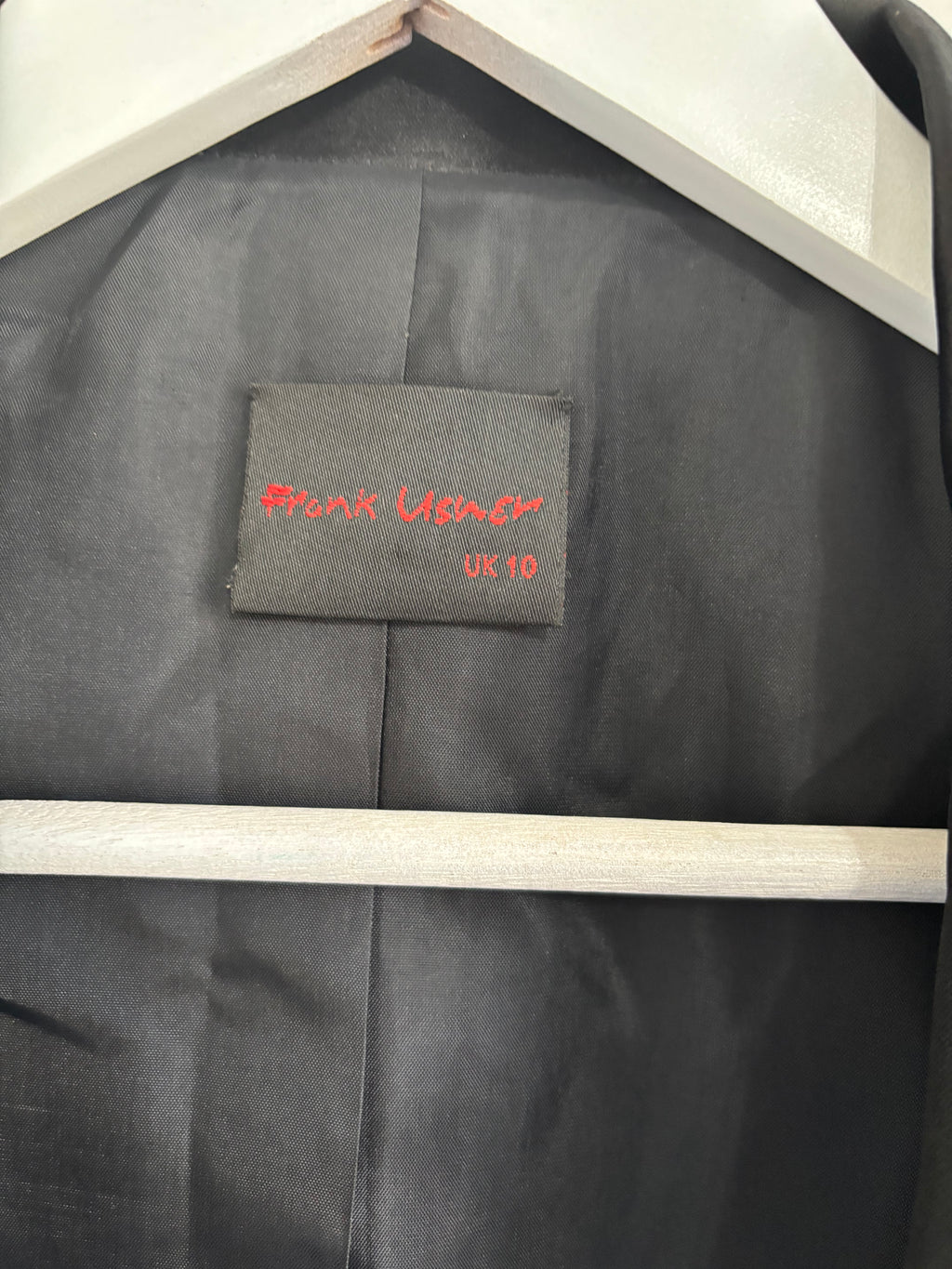 Frank Usher Black Tuxedo Blazer Jacket Satin Lapel UK 10 - missing button