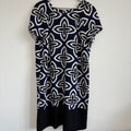 M&S Collection Navy & Black Geometric Print Shift Dress Size 16