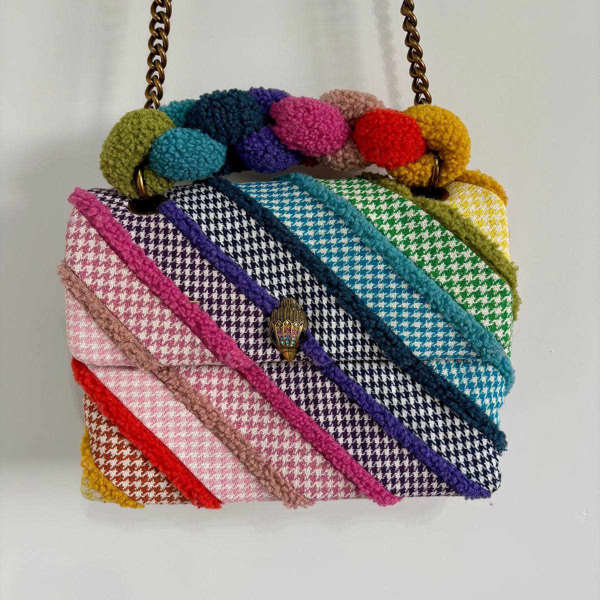 Kurt Geiger Large Kensington Rainbow Houndstooth Shoulder Bag