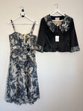 Michel Ambers 100% Silk Dress & Jacket Set UK 10 Floral Occasion BNWT
