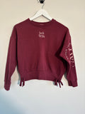 Jack Wills Girls Burgundy Cropped Sweatshirt Jumper Side Ties Age 10–11