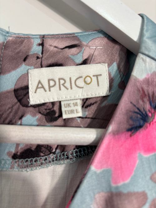 Apricot Floral Sleeveless Shift Dress – Blue/Pink – UK 14