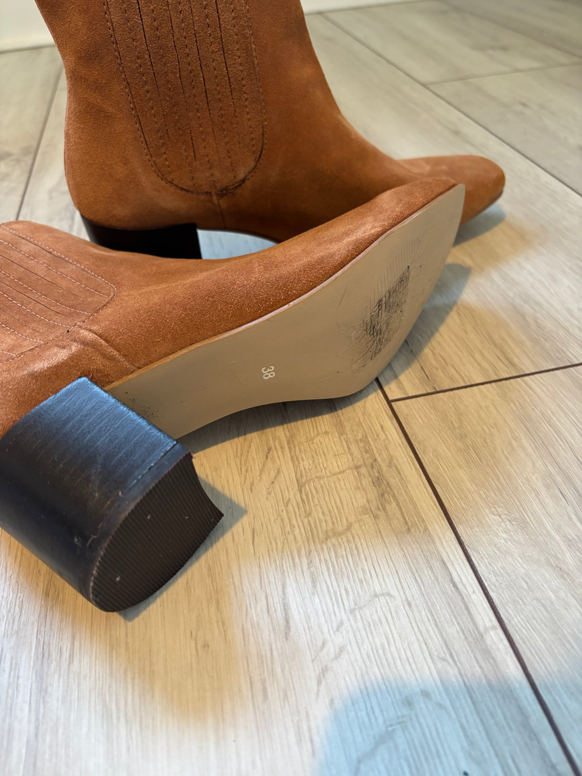 Monsoon Tan Suede Chelsea Ankle Boots – Size 38 / UK 5