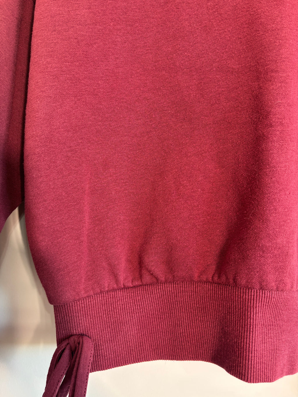 Jack Wills Girls Burgundy Cropped Sweatshirt Jumper Side Ties Age 10–11